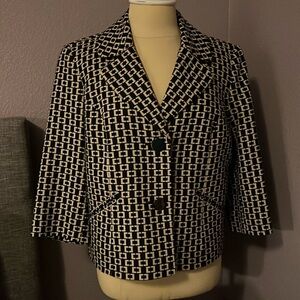 Ann Taylor Loft cropped jacket in navy & beige, size 8